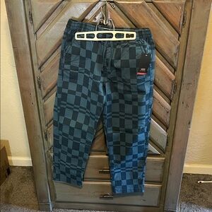 Vans Men's Blue and Black Checkered Joggers